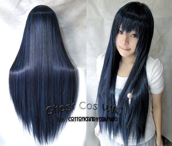 Peruca Azul Longa Lisa